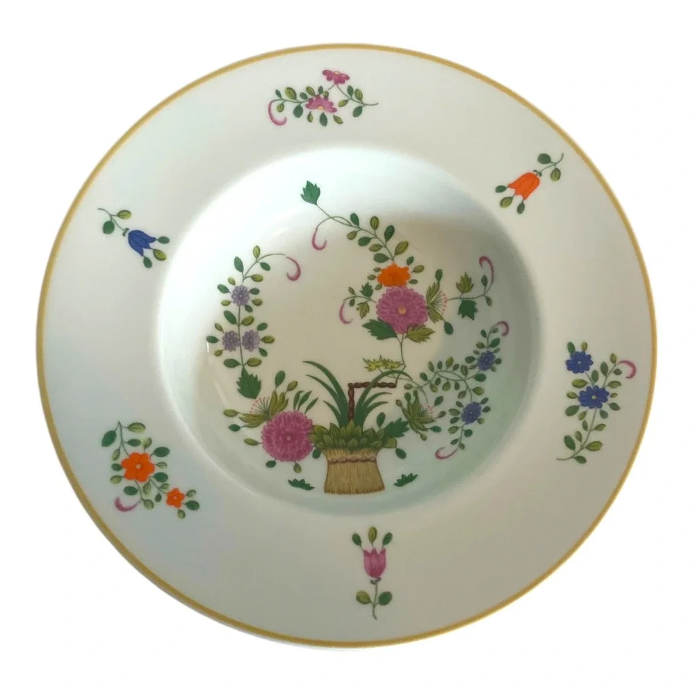 Ceralene Raynaud Limoges Panier Chinois Chinese Basket‎ Celadon Rim Soup Bowl